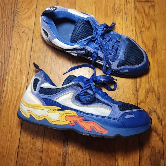 Sandro - Flame Navy Blue Low Top Mixed Media Sneakers - Picture 5 of 12